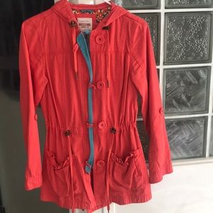 Woman’s Orange zip + button up Coat